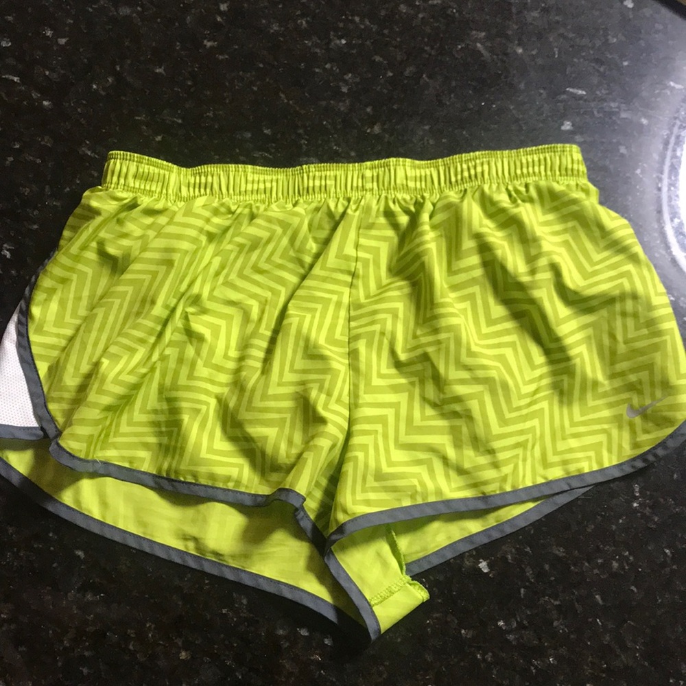 neon yellow nike running shorts